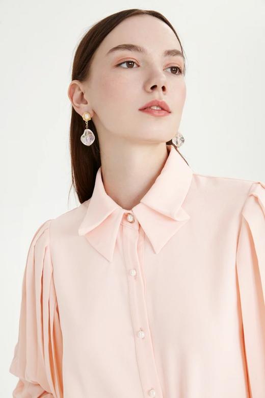 LILY 泡泡袖压褶粉色衬衣 11601 商品图3