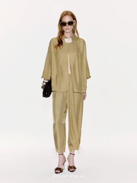 【流光金焰】蝴蝶结点缀收口醋酸锥形裤