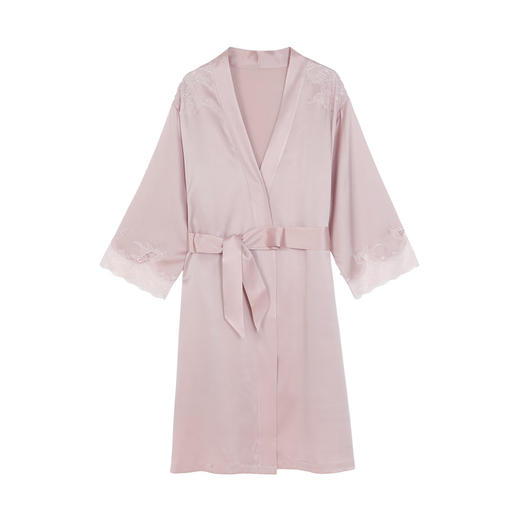 【3F】安莉芳轻奢桑蚕丝女士蕾丝纯色家居睡袍EL00855 商品图0