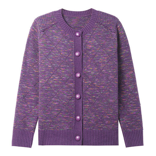 CC-103-H032春秋花纱针织衫女开衫大码宽松休闲减龄毛衣外套短款外搭 商品图4