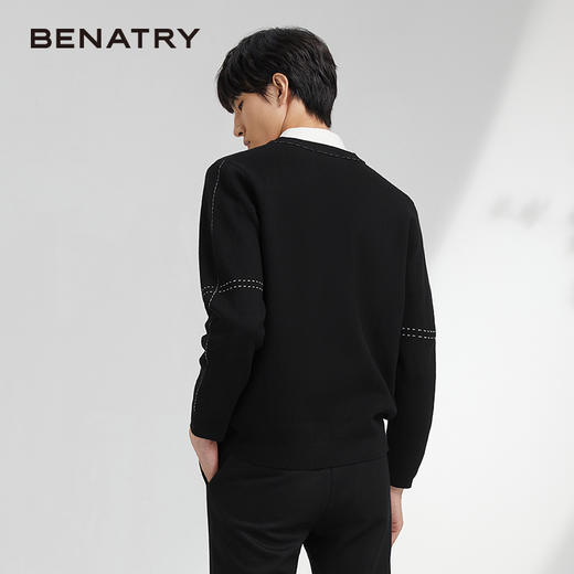 贝纳川绗线描边设计男士时尚开衫ECK316002402 商品图3