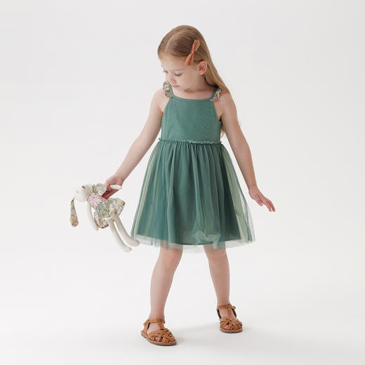 【马克珍妮 芦芙】夏装女童弹力网纱连衣裙 儿童公主裙230731 商品图1