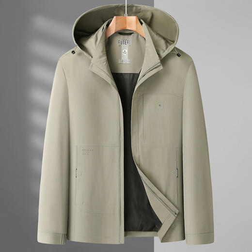 【可拆卸帽】【新款DSL】大依优型大码春季新款男加肥加大码时尚休闲连帽夹克外套胖子上衣男士 商品图1