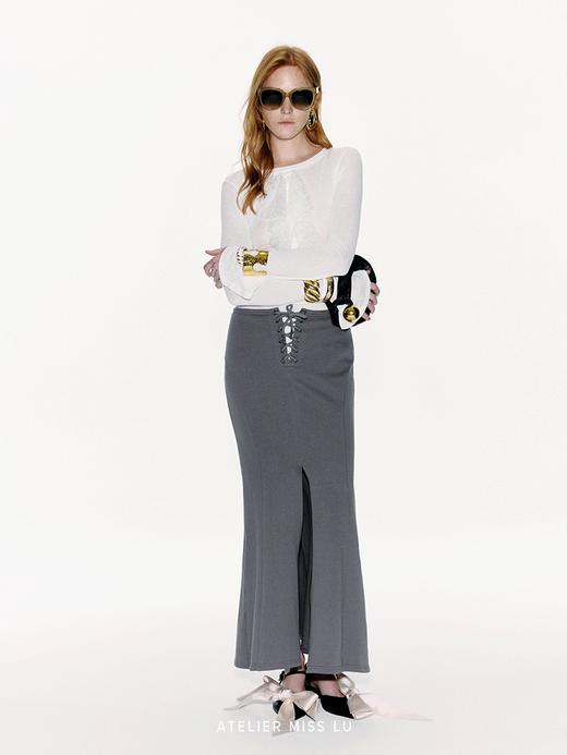 【海妖塞壬】交叉绑带设计前开衩鱼尾长裙 商品图3