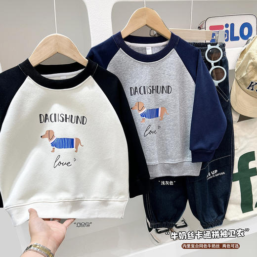 【时尚显瘦，舒适柔软！】儿童卫衣男孩 2025新款童装 男童春季长袖 中大童圆领上衣 春秋宝宝-QQ 商品图0