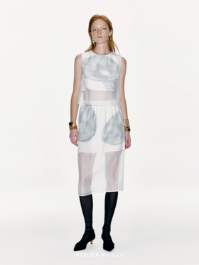 【薄雾漫步】品牌定染马蹄莲印花假两件薄纱短上衣