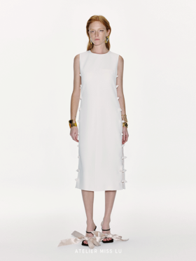 【佩里月光】双侧镂空兔耳蝴蝶结拼接连衣裙