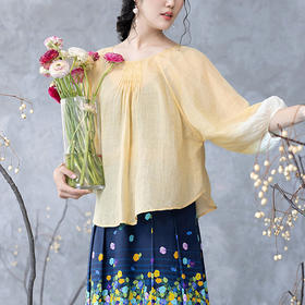 【林栖设计小店】【少量现货】苎麻植物染衬衣宽松多色手工渐变2025春季新品上衣衬衫女1951155