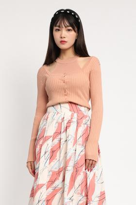 ANSUABEL 圆领背心针织开衫套装 11705