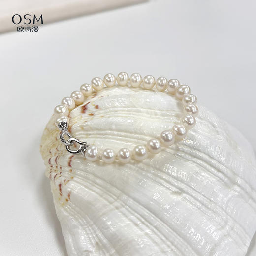 欧诗漫万福珍珠手链7-8mm淡水珍珠强光 925银扣 线下专柜同款 商品图1