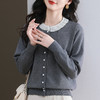 CC-11-9117小个子外套女士蕾丝花边针织开衫2025春秋装新款钉珠洋气短款上衣 商品缩略图1