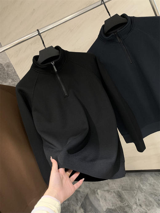 柜399! 2025绵羊毛混纺奥粒绒复合!男士春秋冬纯色百搭半高领抓绒衫卫衣！ 商品图6