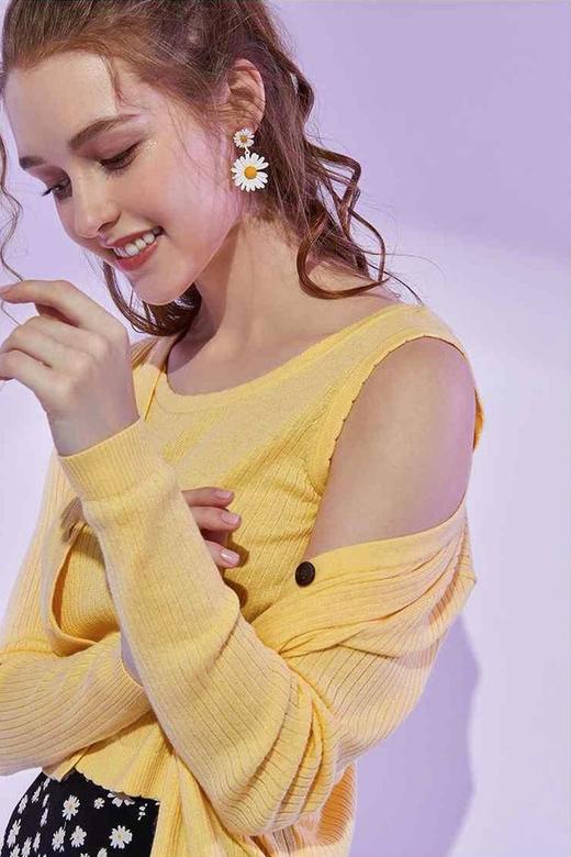 FIVE PLUS（5+） 黄色V领开衫针织背心套装 11595 商品图3