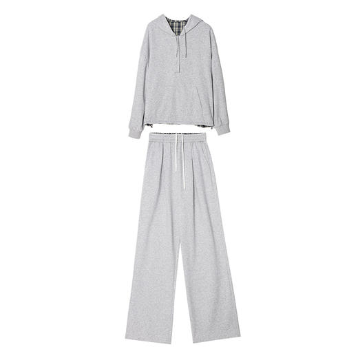 双面穿复古格子松弛感卫衣套装2025春WY2501036 商品图5