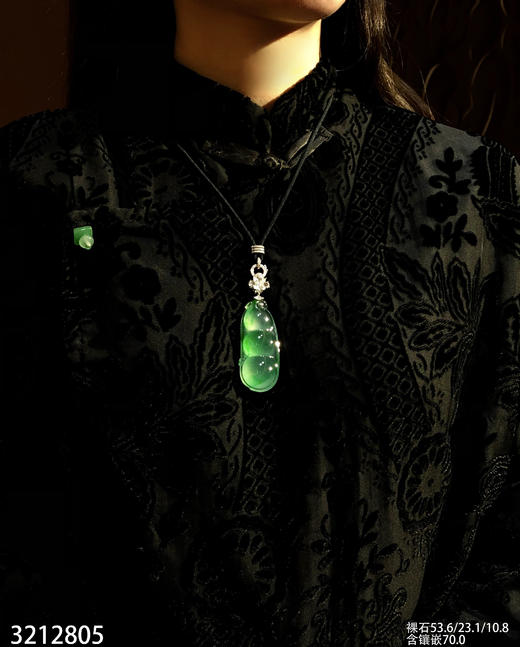 龙石种飘翠福豆吊坠【3212805】具体价格微信咨询 商品图4