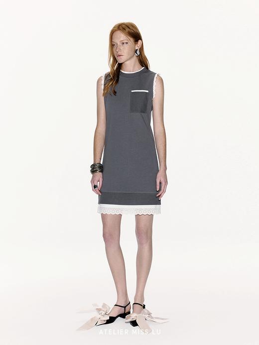 【太空漫步】蕾丝拼接直身无袖连衣裙 商品图3