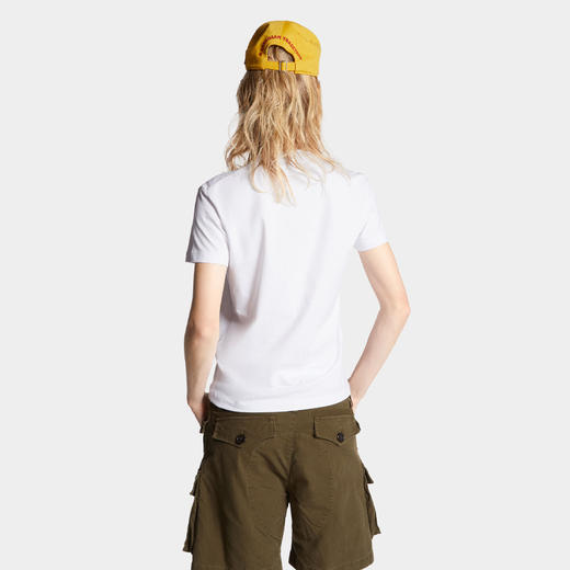 DSQUARED2 女士徽标印花棉质圆领短袖T恤 白色 S75GD0475 D20020 100 商品图2