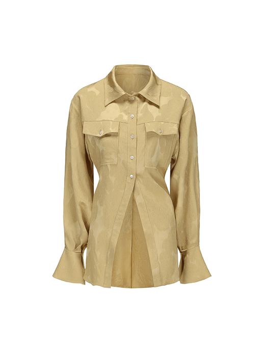 【落日熔金】新中式肌理醋酸收腰衬衫上衣 商品图4