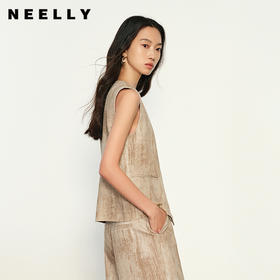 NEELLY纳俪商场同款春季新款时尚扎染休闲无袖马甲女极简个性上衣N25023D01107