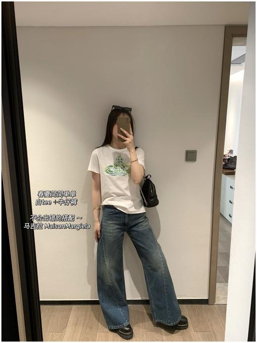 MM6线条阔腿牛仔裤 宽松休闲通勤微喇裤 商品图1