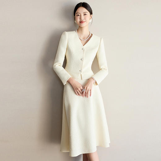 IWY/米色西装套装女高级感美容院接待职业套裙秋冬通勤商务裙工作服25CS708 商品图1