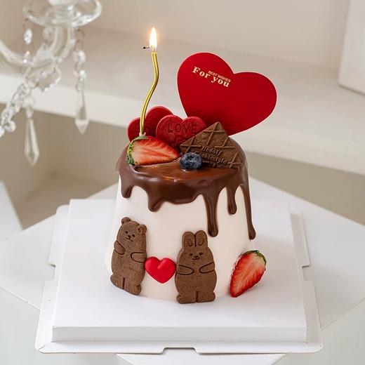 【214情人节】情侣纪念小熊小兔爱心饼干蛋糕 商品图0