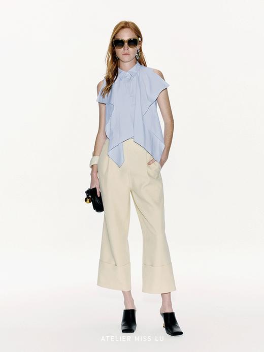 【黎明沙滩】翻折裤腿设计直筒九分裤 商品图3