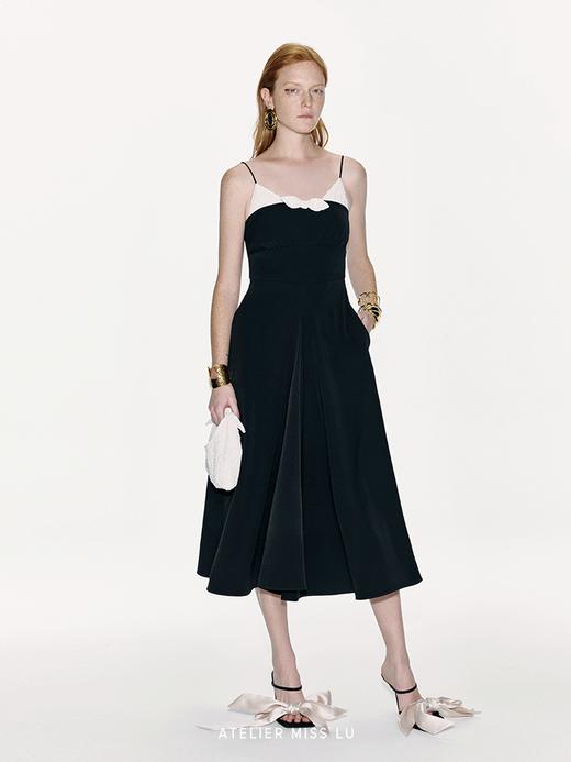 【米兰游记】泡泡肌理趣味拼接收腰吊带连衣裙 商品图3