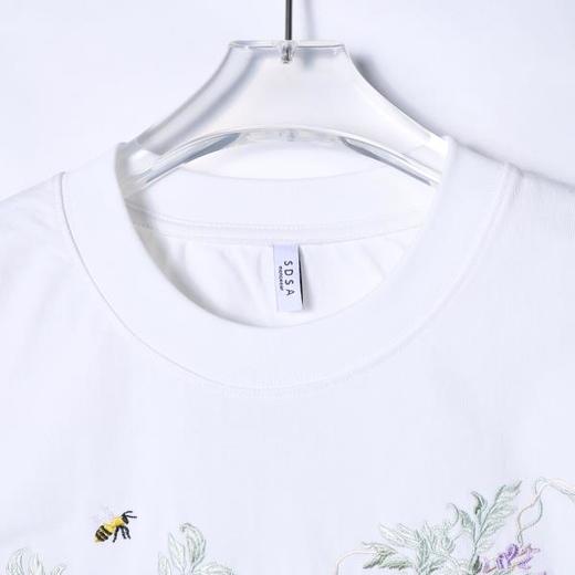 T2538春夏新款时尚个性扎染撞色刺绣叶子圆领短袖T恤百搭情侣套头上衣 商品图2