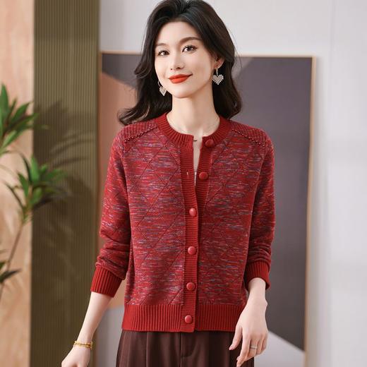 CC-103-H032春秋花纱针织衫女开衫大码宽松休闲减龄毛衣外套短款外搭 商品图3