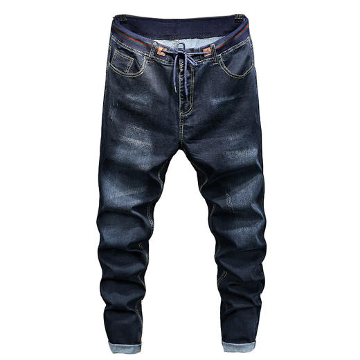 【新款DYG】大依优型大码男装四季款直筒牛仔裤男加肥加大码松紧腰运动牛仔裤胖子长裤 商品图5