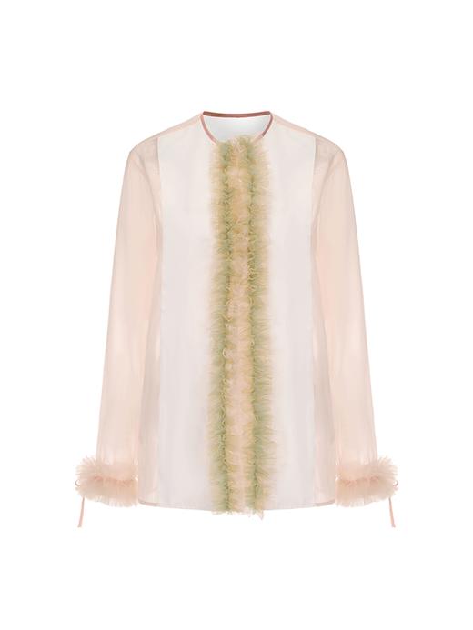 【糖纸仙女】多彩薄纱层叠拼接长袖上衣 商品图4