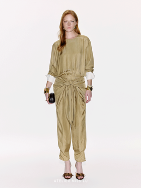 【旧金山日落】金属圆环拼接飘片设计醋酸连体裤