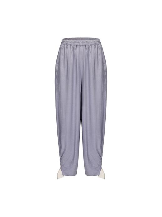 【薰衣草微光】蝴蝶结点缀收口醋酸锥形裤 商品图4