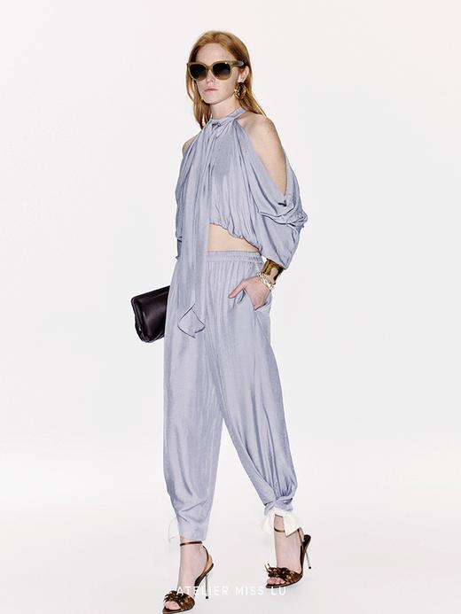 【普罗旺斯旧梦】垂荡露肩设计飘带醋酸上衣 商品图3