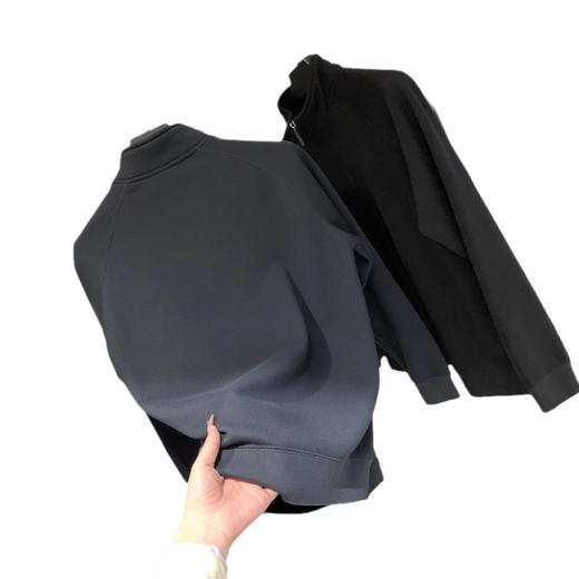 柜399! 2025绵羊毛混纺奥粒绒复合!男士春秋冬纯色百搭半高领抓绒衫卫衣！ 商品图4