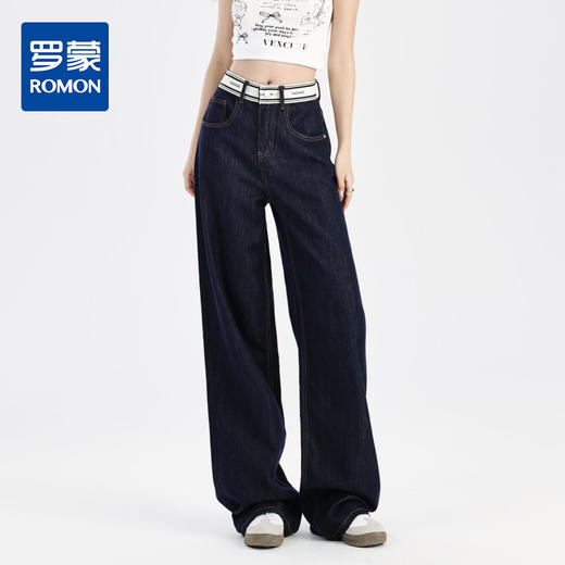 【莱赛尔棉】罗蒙春夏牛仔裤女士宽松休闲百搭直筒显瘦阔腿裤女长裤子 商品图0