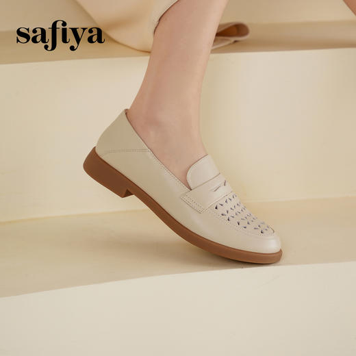 Safiya/索菲娅2025圆头休闲羊皮镂空透气百搭软底一脚蹬乐福鞋SFD1112141 商品图1