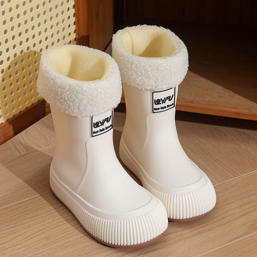 【束口雨鞋】男女童水靴 中学生中大童雨靴 加绒水鞋 防滑外穿防水胶鞋 商品图3