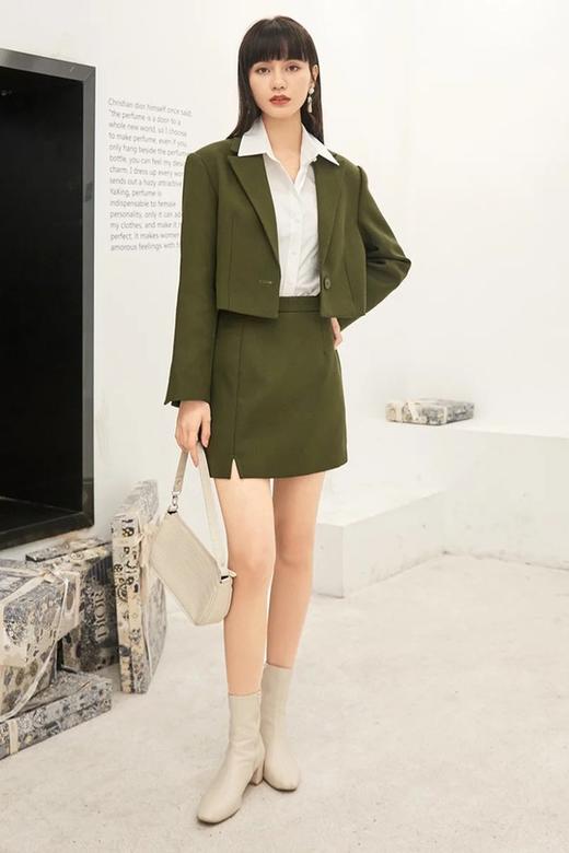 Eifini伊芙丽 时尚截短款绿色套装 11571 商品图0