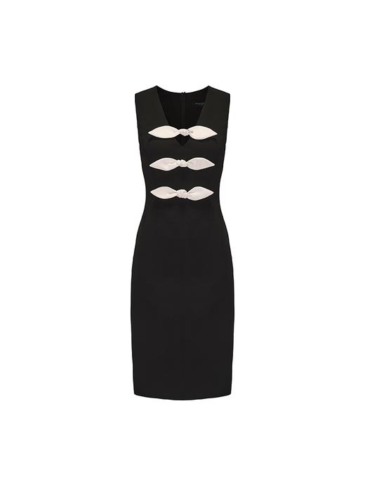 【最后的告白】兔耳蝴蝶结撞色拼接收腰无袖连衣裙 商品图4