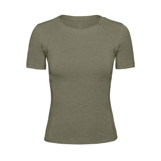 跃牌【倚窗听雨】系列 Athena lulu美丽诺羊毛圆领裸感紧身运动跑步短袖上衣T恤DA92 商品图2