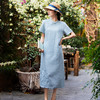 HM-S492春季中国风改良式旗袍裙高端亚麻立领竹子刺绣侧开叉文艺连衣裙 商品缩略图0