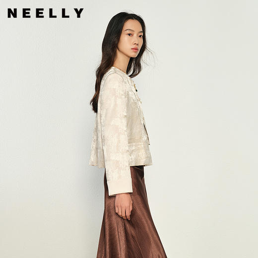 NEELLY纳俪商场同款春季新款新中式提花短款外套女知性气质上衣N25023C01105 商品图0