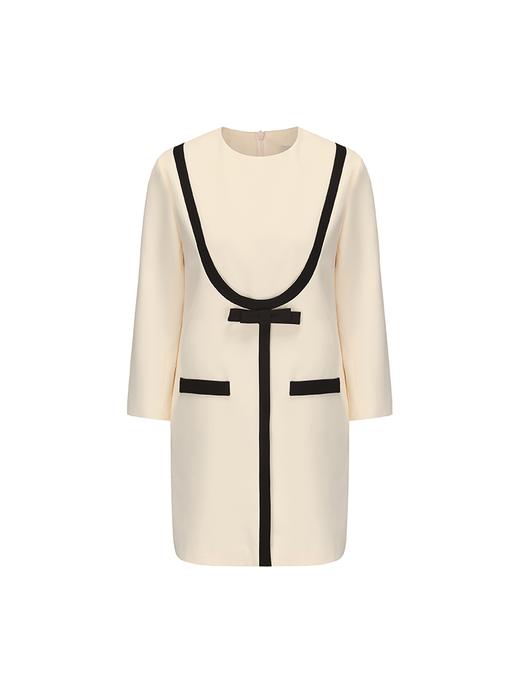 【造梦星轨】几何线条撞色拼接直身长袖连衣裙 商品图4