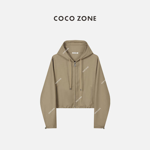 COCOZONE连帽系绳百搭长袖外套短款纯色通勤风松23C19126 商品图0