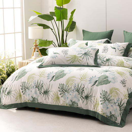 多喜爱 60S贡缎长绒棉四件套-棕榈诗篇 【礼盒包装】美式轻奢 芬纳诺抗菌 60S长绒棉 贡缎工艺 专利床单 双边设计 商品图1