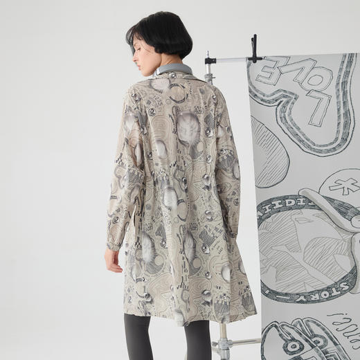 谜底立领花色风衣外套女2025春复古风中长款防晒衣长袖251ME0132 商品图2