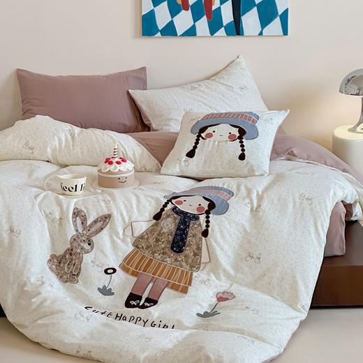 【释放每日疲惫 唤醒元气满满】全棉A类贴布绣双层纱全棉四件套纯棉亲子儿童学生宿舍床品三件套 商品图2