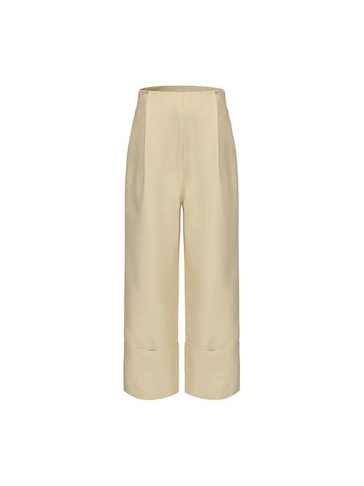 【黎明沙滩】翻折裤腿设计直筒九分裤 商品图4